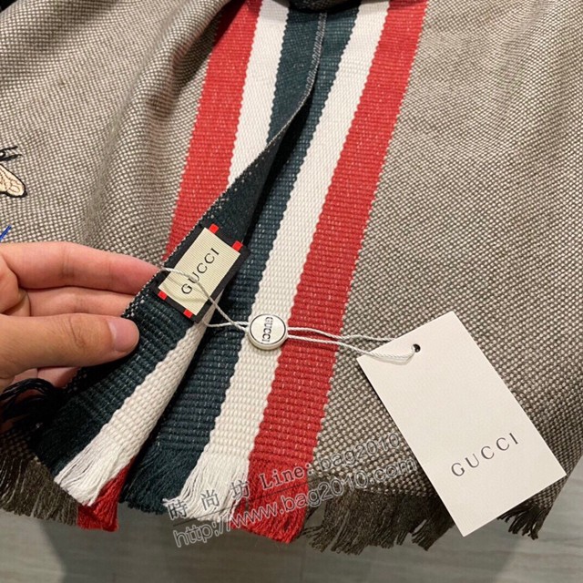 Gucci經典羊絨披肩 古馳男士女士圍巾 古琦2021新品羊絨經典條紋編織圍巾  mmj1184